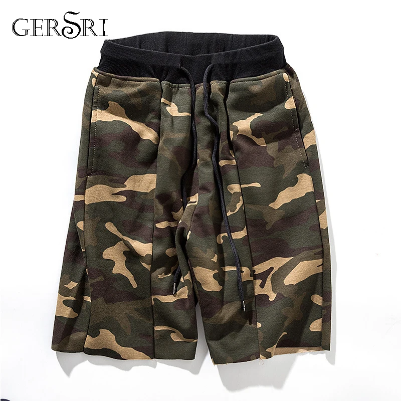 Gersri Summer Casual Shorts Men Trousers Cotton Male Camouflage Fashion Amry Green Print Straight Short Beach Mens Clothing