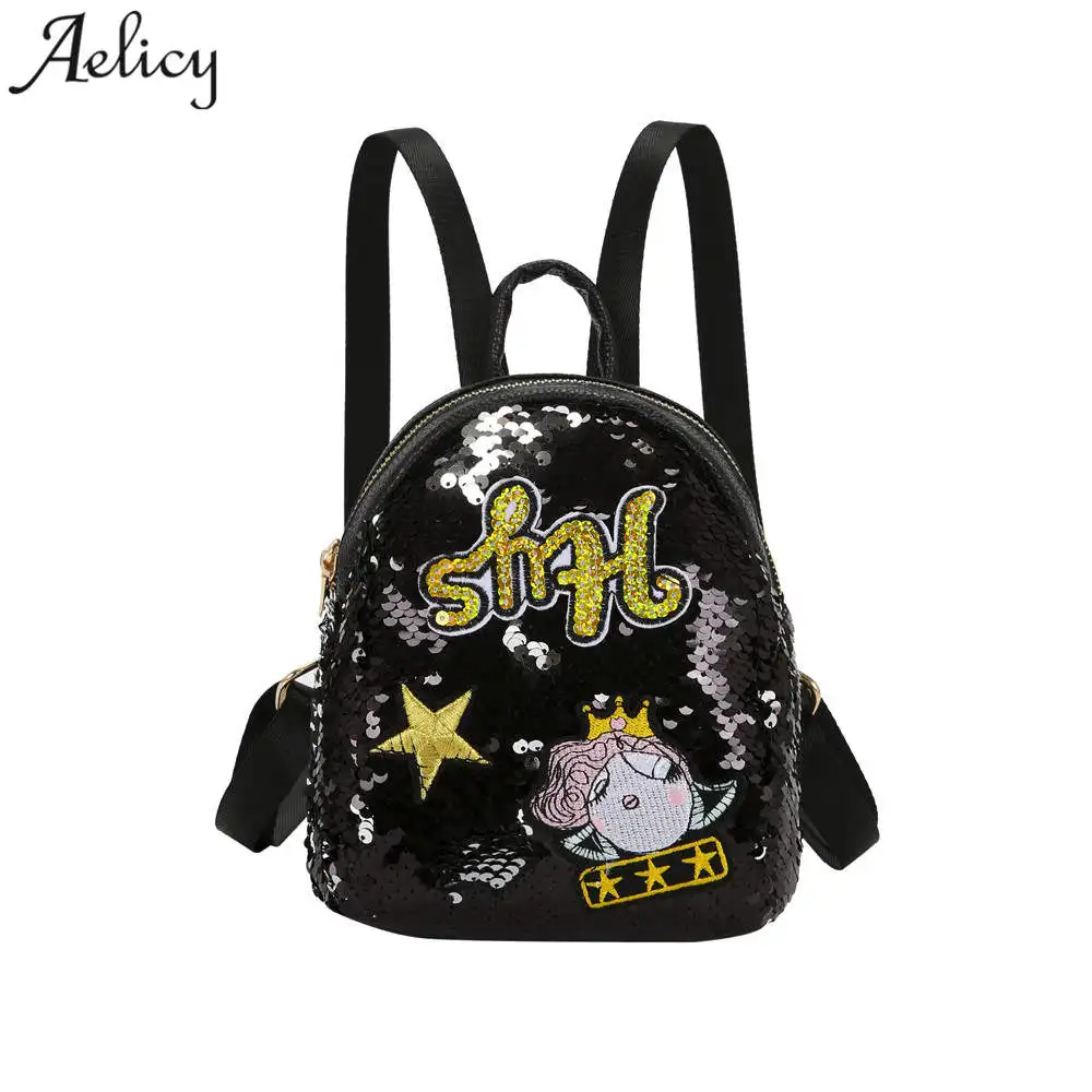 Aelicy Luxury Brand Glitter Backpack Women Sequin Backpacks Teenage