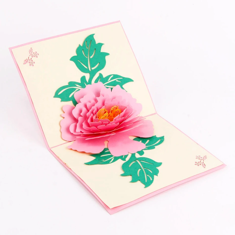 3D пион ручной работы всплывающие открытки поздравительные открытки и подарочные открытки в красном розовом спасибо открытки для влюбленных с днем рождения открытки