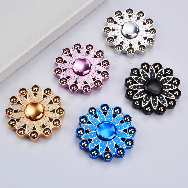 2017 12 beads Lotus bearing Aluminum Alloy Fidget Spinner Hand Finger Toy Metal Handspinner anti stress