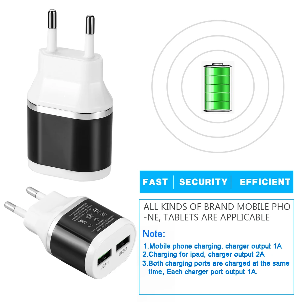 5 فولت 2a 2 ميناء المزدوج مزدوج usb محول الطاقة ac الجدار شاحن السفر آيفون 6 6 ثانية زائد 5 ثانية سامسونج الهواتف الذكية اللوحي eu/لنا قابس
