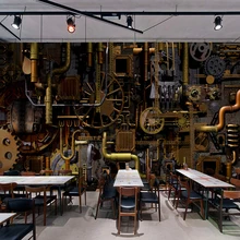 На заказ Настенная роспись 3D Ретро промышленный ветер Кофейня Бар Ресторан фон настенная живопись спальня гостиная Обои фреска