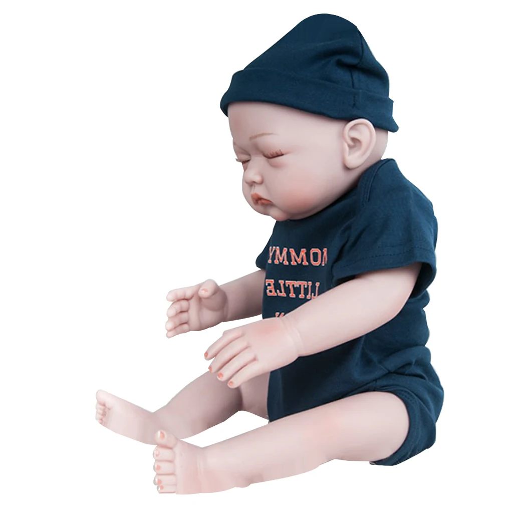 MagiDeal Life Size Realistic Soft Vinyl Newborn Baby Boy Doll in Rompers Hat