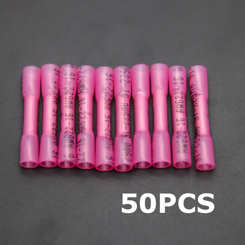 50/100 шт Водонепроницаемый термоусадочный стыковой разъемы для сращивания герметичная изоляция кабеля обжимные клеммы соединители AWG 22 до 10 комплект - Цвет: 50Pcs