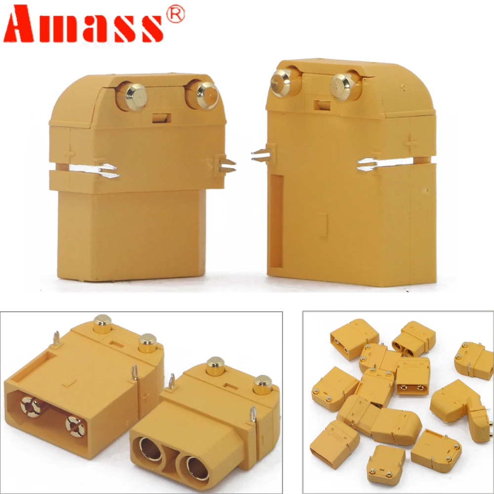 

20 Pair Amass XT90PW Plug Horizontal Connector 4.5mm Gold Plated Banana Plug Model Circuit Board Plug for RC Model