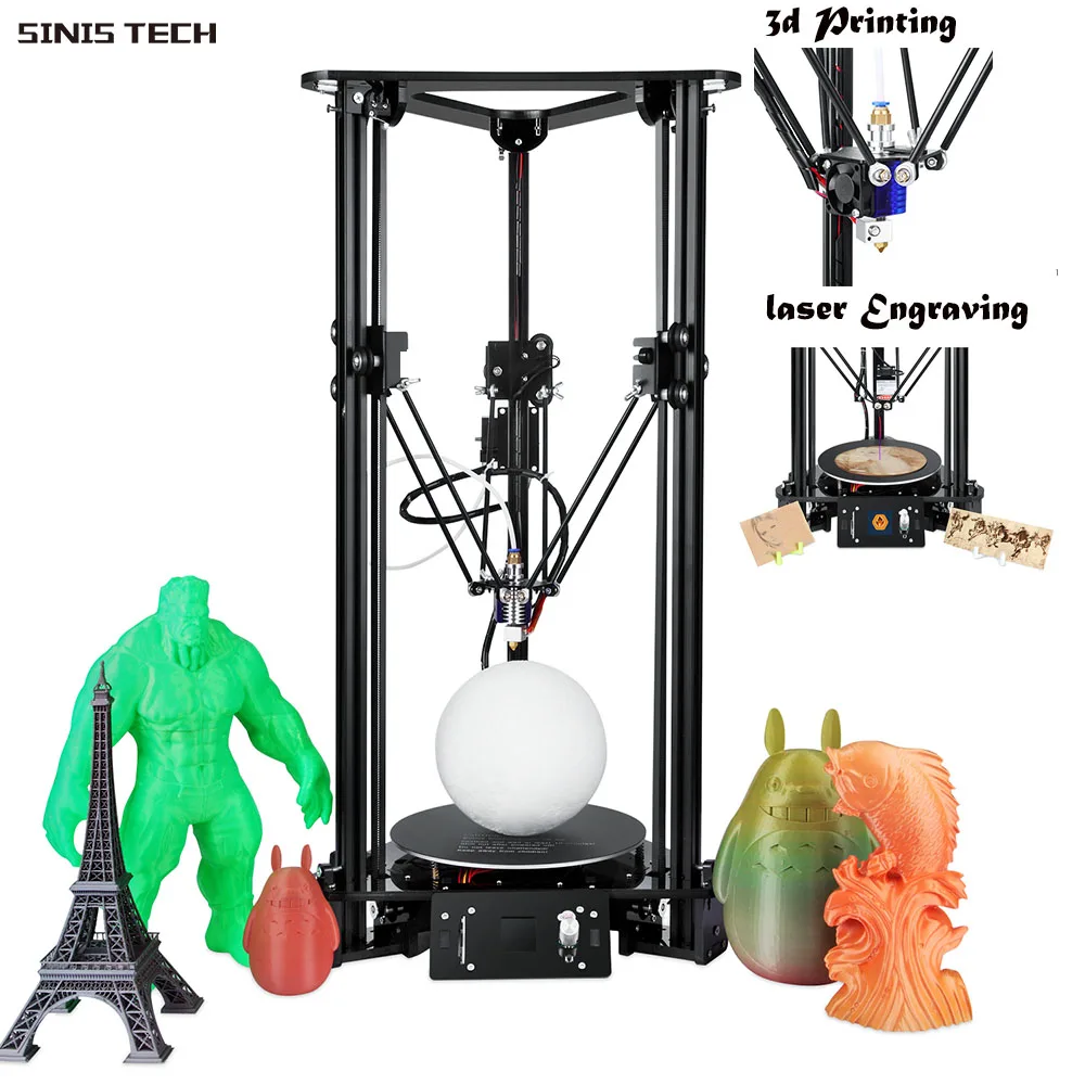 

Delta 3D Printer Large Size Auto- leveling Single Extruder the Newest Laser 3D printer DIY kit with Heatbed Fast Ship Euro Stock