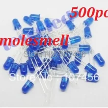 500 шт. 5 мм синий ультра яркий светодиод матовый синий Светодиодные лампы Новые 5 мм Blue объектив LED 5 мм большой/широкий угол светодиодные лампы