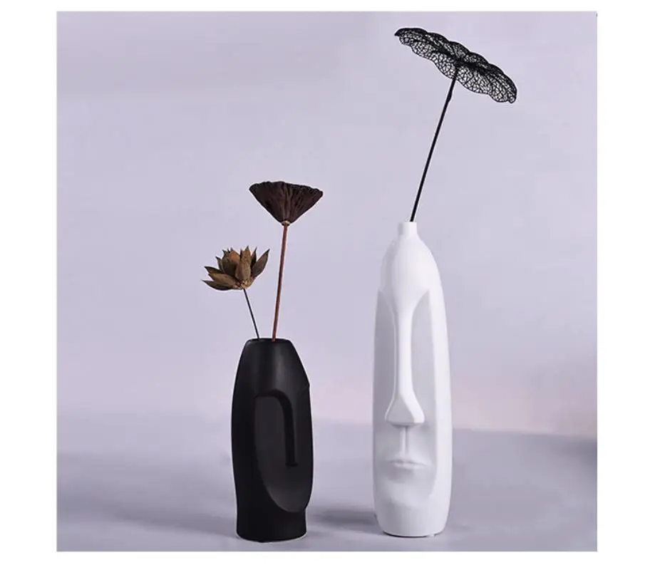 Modern creative ceramic vase decoration indoor home decoration For Black-and-white head