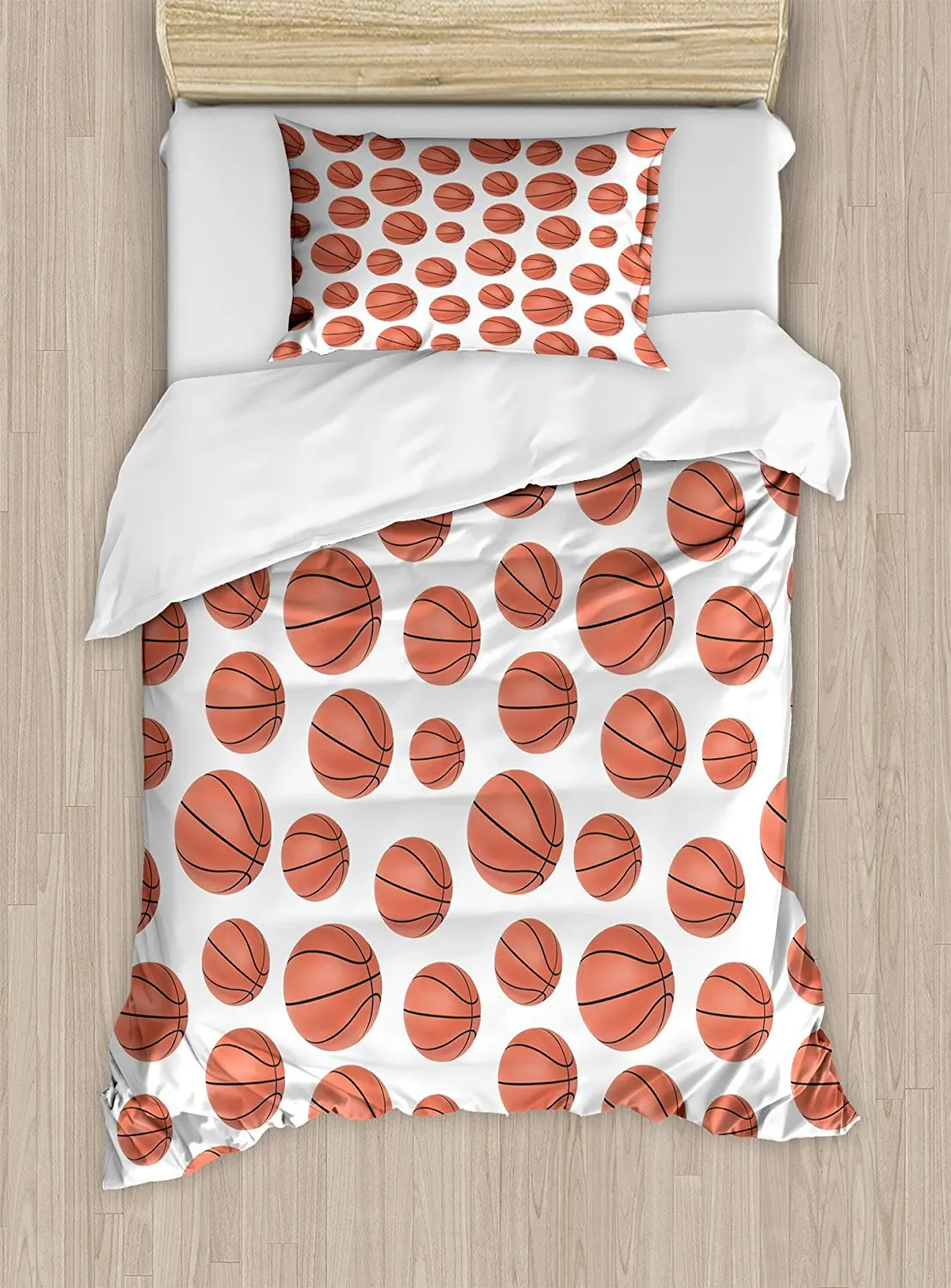 Basketball Duvet Cover Set Realistic Style Pattern On White Basketball Duvet Cover Set Realistic Style Pattern On White Clical Sports Themed 4 Piece Bedding In Sets From Home Garden