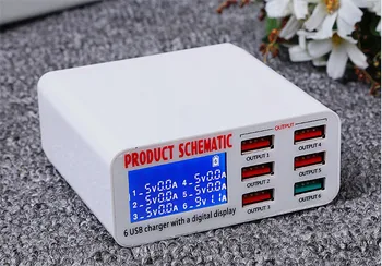 

Colaier USB Charger Portable Multi USB Port Rapid Charger 6 Port USB Socket Fast Charger with LCD Display for Smart Mobile Phone