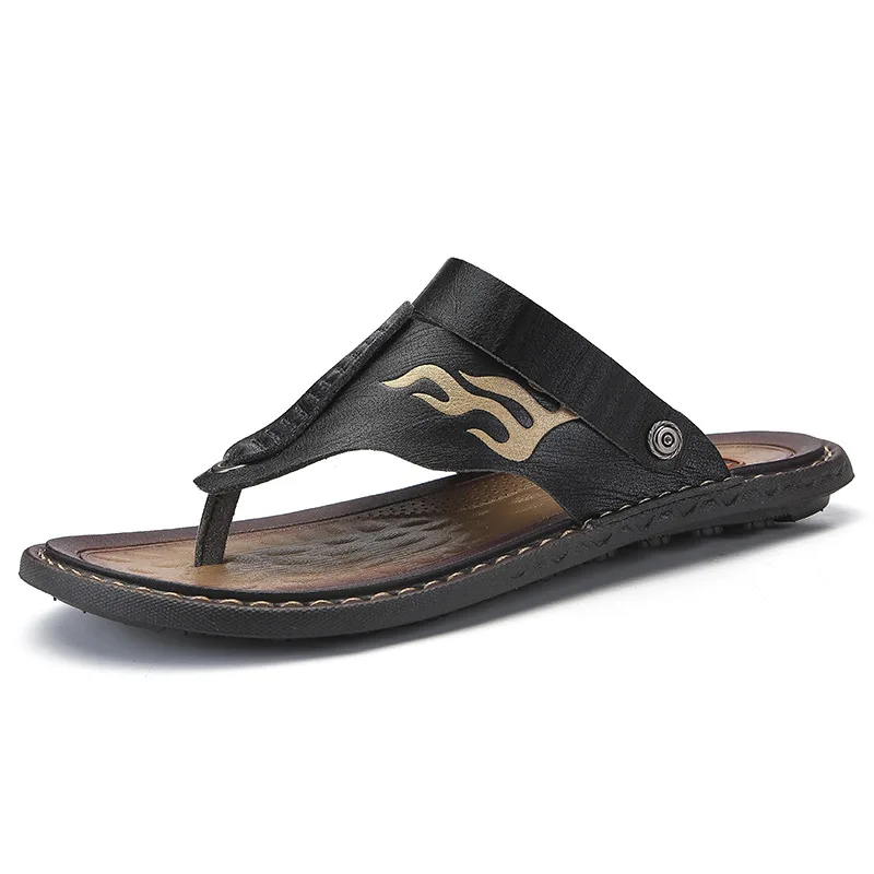 

Plus Size 38-47 Man Leather Sandals Men Summer Outdoor Beach Sandals Flip-flops Men's Wear Sandals The Cool Slippers 2019 New