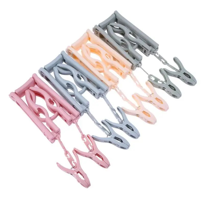 Mini House Keeping Folding Hanger Stylish Clothing Coat Hanger with 2 Clips Magic Portable Folding Drying Rack for Travel