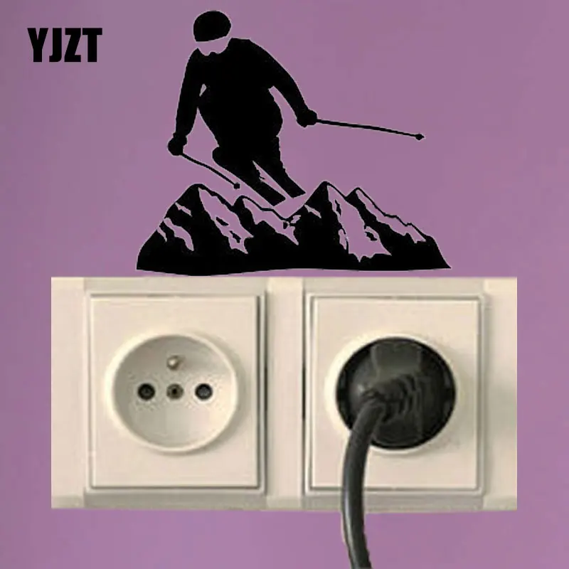 

YJZT Skiing Man Skier Mountains Ski Extreme Sports Wall Sticker Vinyl Light Switch Decal 8SS2304