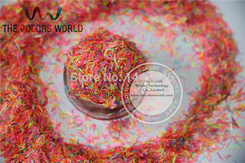 

Mix Neon Colors Solvent Resistant Strip Strands Shape Glitter Sequins,Spangles for nail art decoration Size:0.3*3mm 1pack=50g