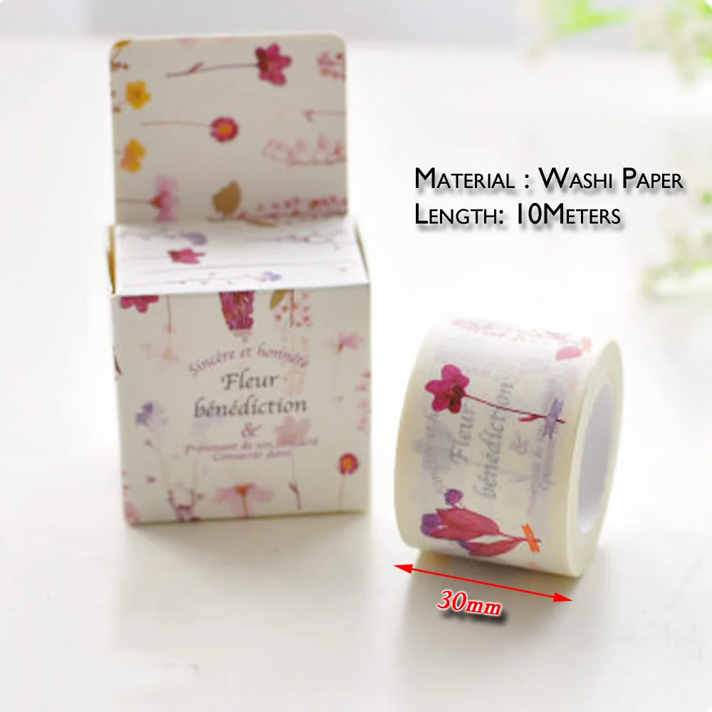 

1 Roll Pack WASHITAPE Flower design Craft Tape Sticker for cards party deco planner DIY handmade projects Journal
