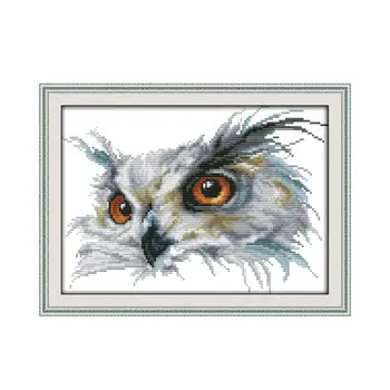 

Animal Series Owl Cross Stitch Kit, Handmade DIY Printed Embroidered Fabric Sewing Embroidery Crafts Hanging Picture