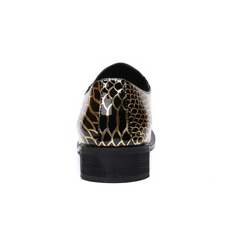 Metal De Mocasines Patente Oro Sl406 Boda Puntiaguda Cuero Diseñador Zapatos Fiesta Vestido Punta Derby Lujo Para Italianos Formal Hombre waxqROxC5