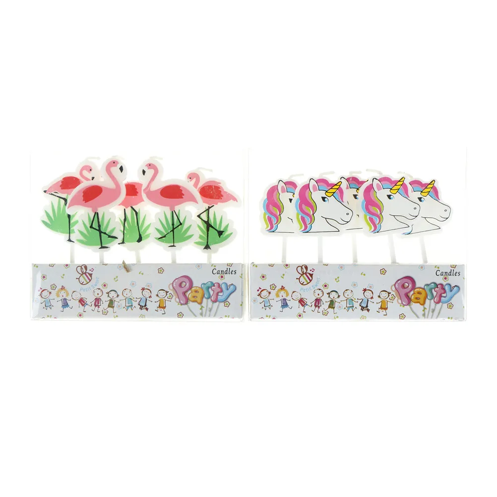 5PCS Flamingo Candle Unicorn Candle Birthday Party Decoration