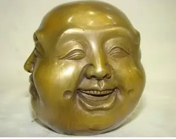 

LUCKY tibetan brass four face seal buddha head statue