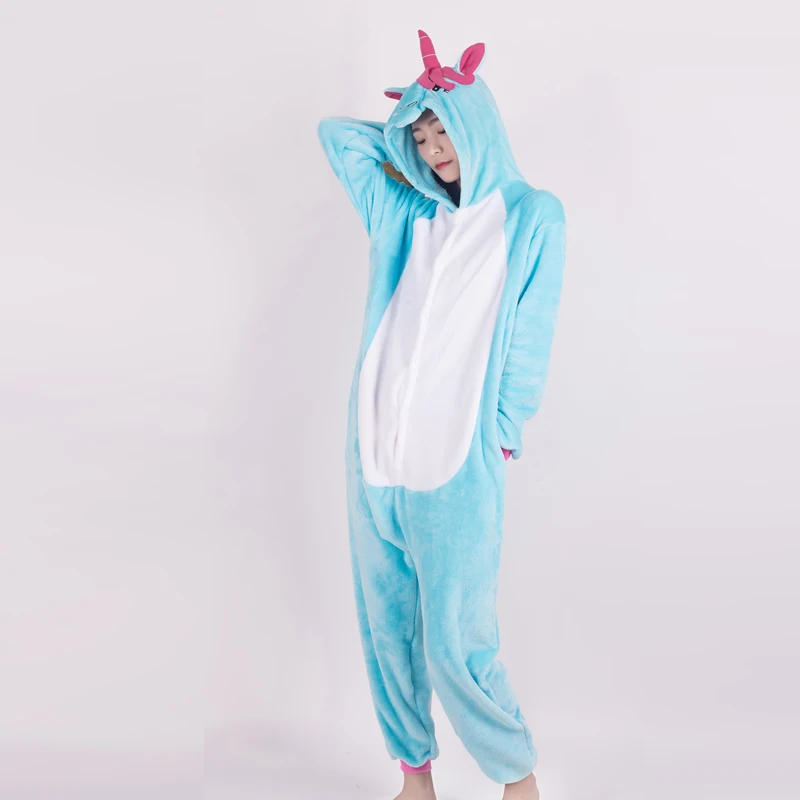 Единорог пижамы кигуруми для взрослых животных Косплей Onesie панда кошка Ститч