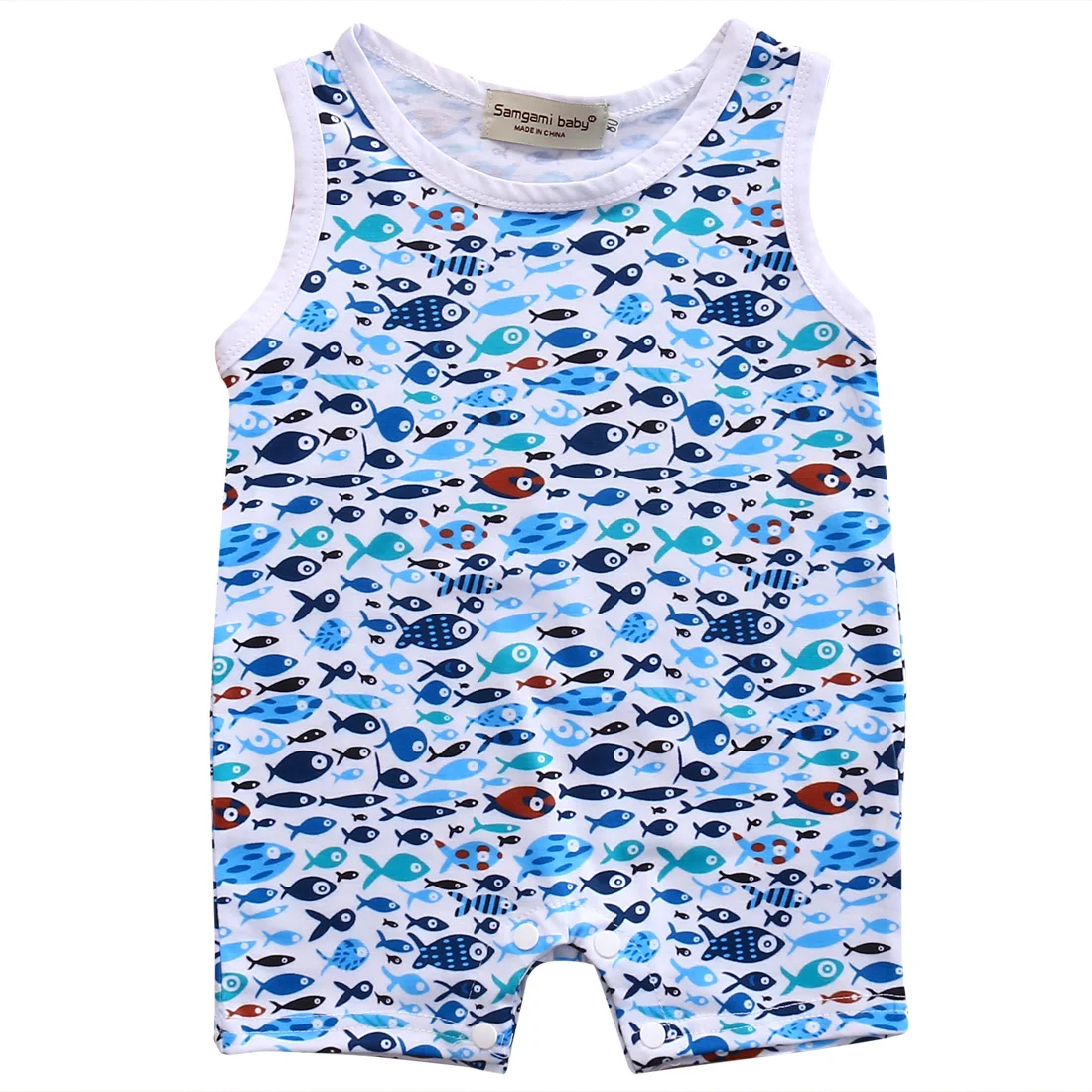 

2017 Summer Newborn Baby Boy Girl Romper Sleeveless Shark Pattern Jumpsuit Cotton Clothes Outfits