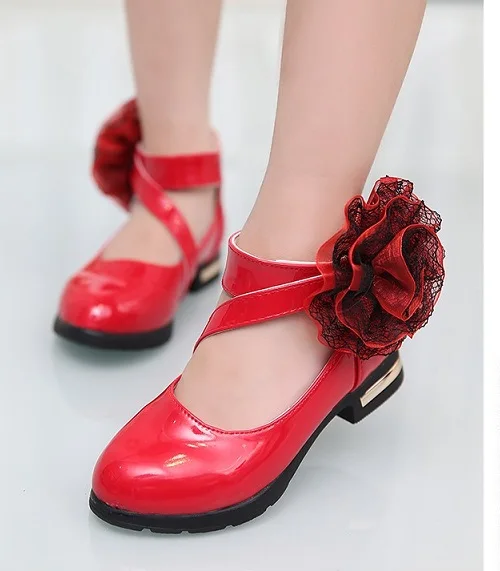 

Hot Girls Leather Shoes Autumn Bowtie Sandals 2018 New Children Shoes High Heels Princess Sweet Sandals For Girls