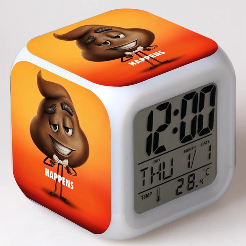 The Emoji movie Alarm Clocks Glowing LED Color Change Digital Desk