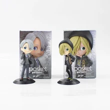 15cm yuri!!! No gelo victor nikiforov yuri plisetsky figura de ação modelo de brinquedo preto base quente anime yuri!!! No gelo yuri katsuki