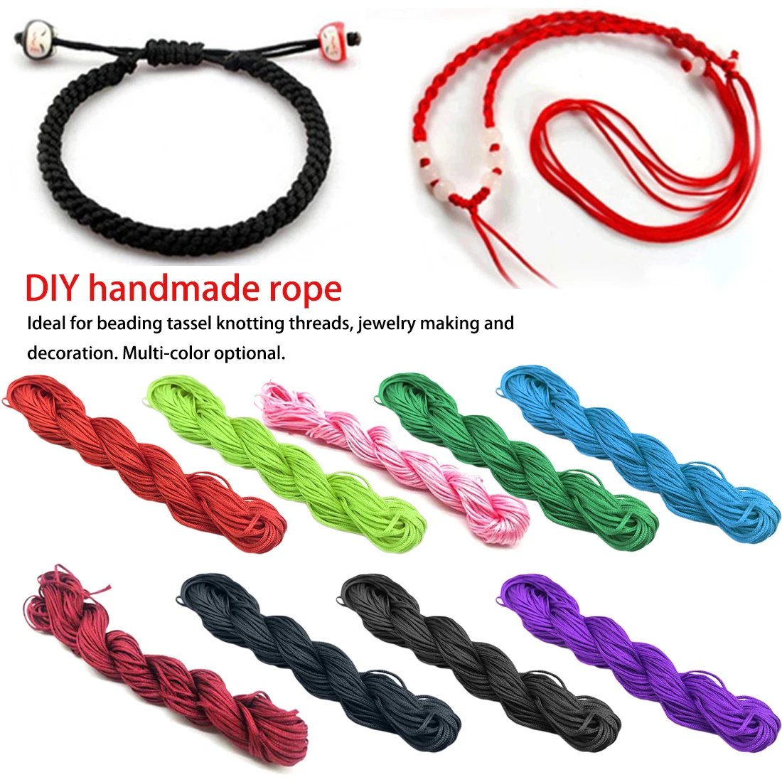 

DIY Handicraft Tool Hand Stitching Thread 1mmx22m Nylon Bead Jewelry Cord Thread Chinese Knot Rope