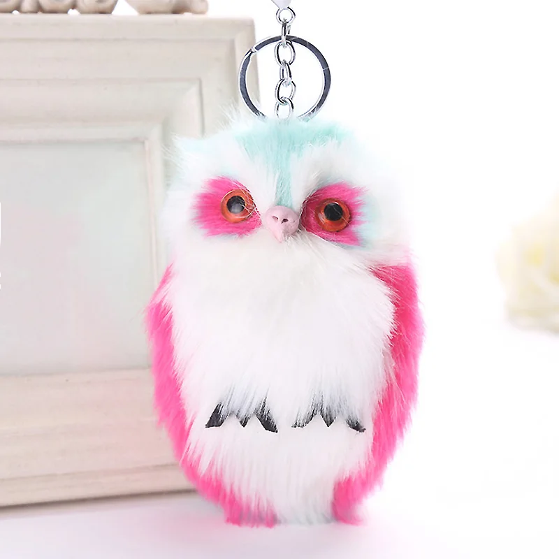 15CM Fluffy Owl Key Chains Women Keychain & Pendant Fashion Bag Accessories Charm Keyfob Key