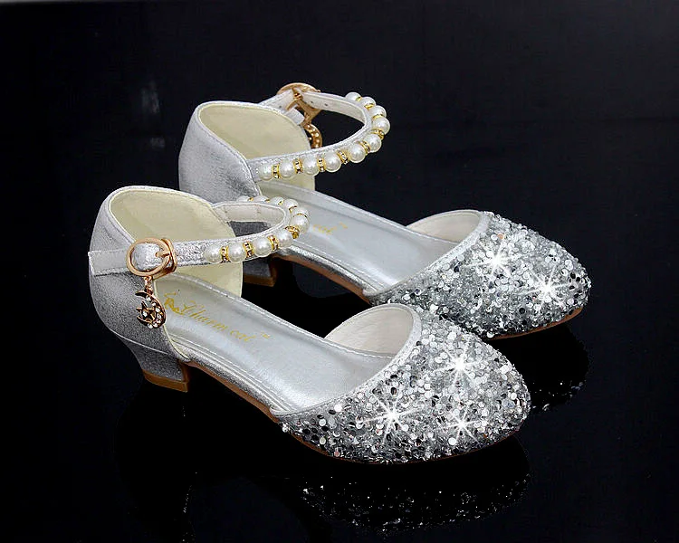 Contas de Cristal Sapatos de Dança de Salto Crianças Menina Sapatos Meninas Alto Festa Princesa Tamanho 26-38 Tira Rosa Gzx03 6 princesa sapatos tamanho 26-38 tira rosa gzx03