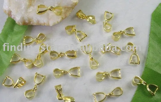 

FREE SHIPPING 100 pcs Gold Color plated Pendant Pinch bails 14mm M2646