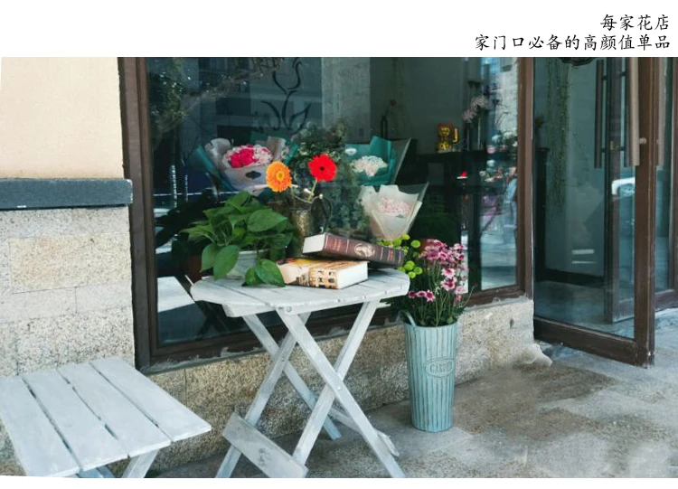 Луи Мода Открытый столы небольшой круглый цветок стенд Ретро Простой твердой древесины мульти-мякоть растение балкон и стул