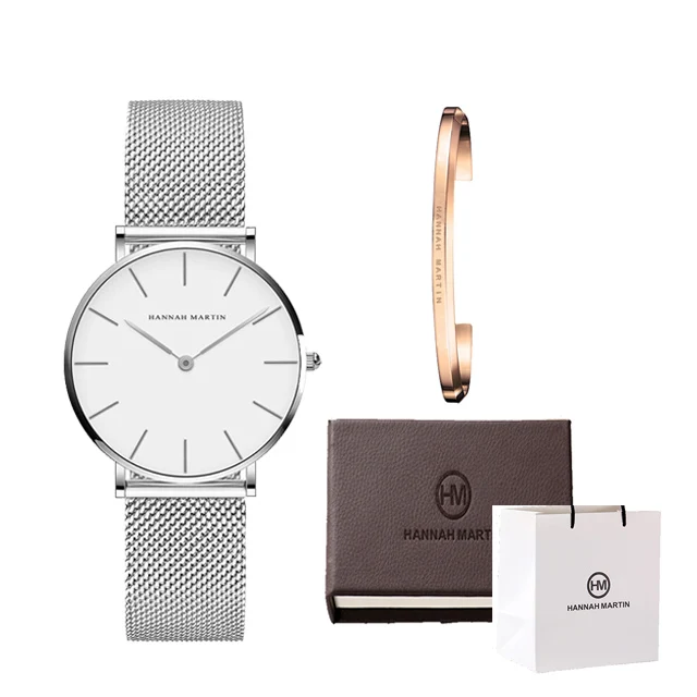 Высококачественные часы из нержавеющей стали женские коробки для браслетов часы комплект FemaleLuxury женские кварцевые часы браслет на подарок на день Святого Валентина - Цвет: silver white