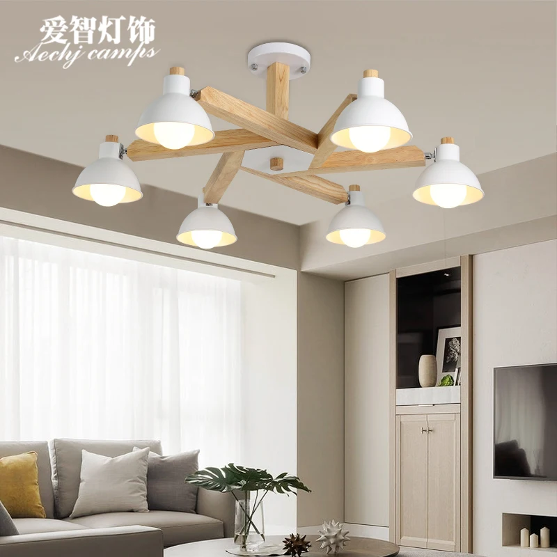 

Nordic creative Japan wrought iron wood ceiling light living room bedroom Restaurant Ceiling light