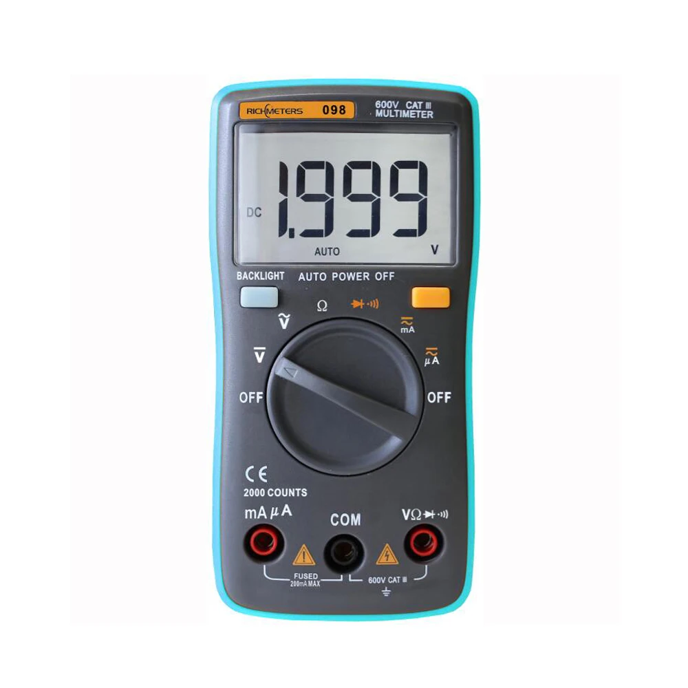 

RM100 True RMS Digital Multimeter DMM DC AC Voltage Current Resistance Diode Continuity Capacitance Frequency Duty Tester