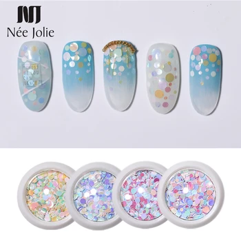 

1g 3D Nail Glitter Sequins Colorful Round Mixed Size Flakes Paillette DIY Nail Art Design Decoration Tips in Box