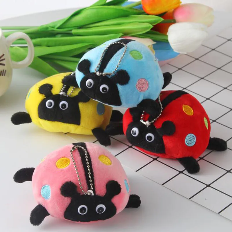 

Cute Beetle Colorful Ladybug Plush Toy Keychain Mobile Phone Pendant Filled Plush Animal Ladybug Children Plush Toy Gift