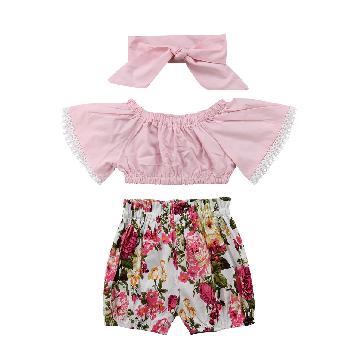Newborn Kids Baby Girl Summer T shirt Tops+Floral Shorts Outfits