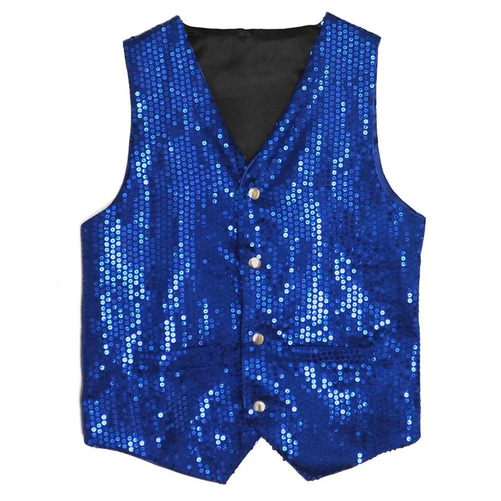 Unisex Sequin Vest Waistcoat Dance Party Show Costume Mens Womens Boys Girls 1