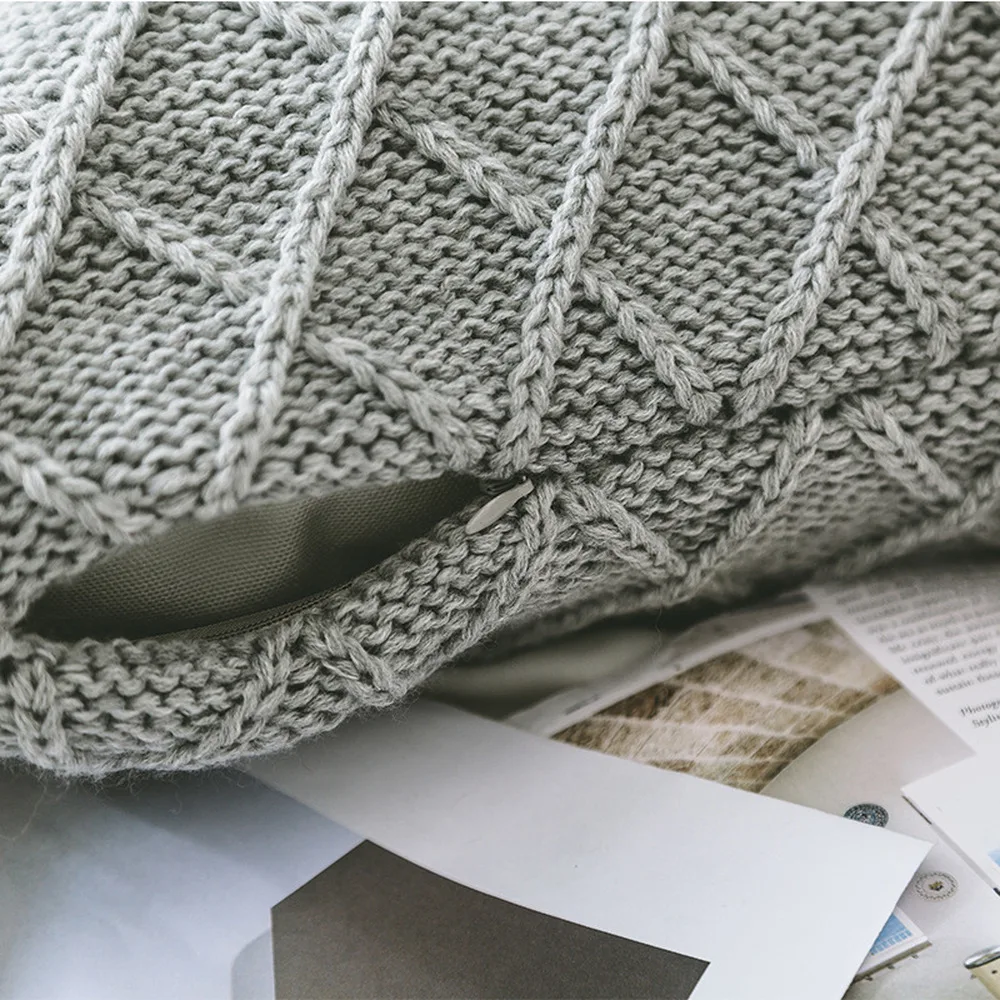 Nordic Серые вязаные Чехлы для подушек спиральное плетение с геометрическим принтом, накидка для подушки, простой дизайн домашний диван современный Декор Подушка Чехол