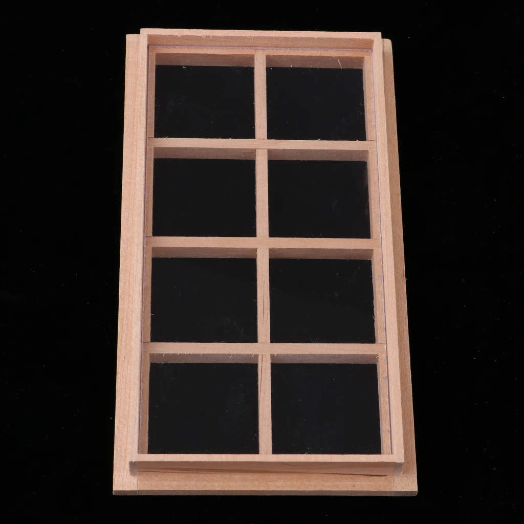 1/12 Dollhouse DIY Wooden Miniature Window Door Frame Batten Frame &Glass Sheet Decor Accessory Kids Pretend Play Toy