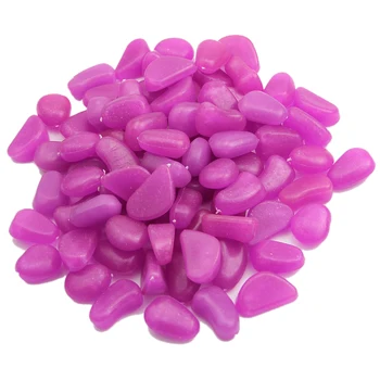 

100pc Purple Fish Tank Garden Parterre Decor Glow in the Dark Fluorescent Pebble Stone 1.7*2.4CM(Purple)