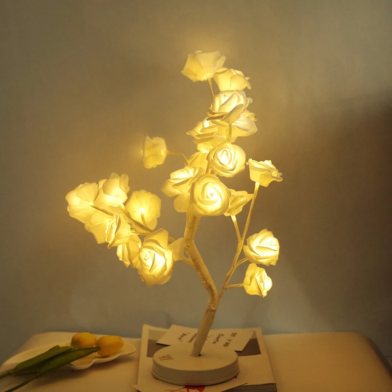 24 LED Beads Rose Potted Night Light Decorative Wedding Parties Table Lamp Battery Powered Home Bedroom Christmas Gift Light (8)