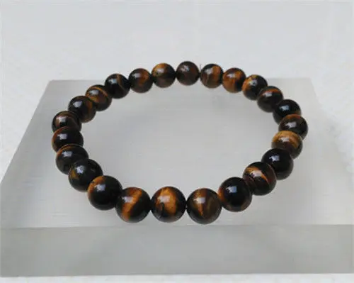 

FREE SHIPPING>>>@@ 7"-9" Certification level of natural yellow tiger eye Shi Yu beads bracelet 8MM NEW