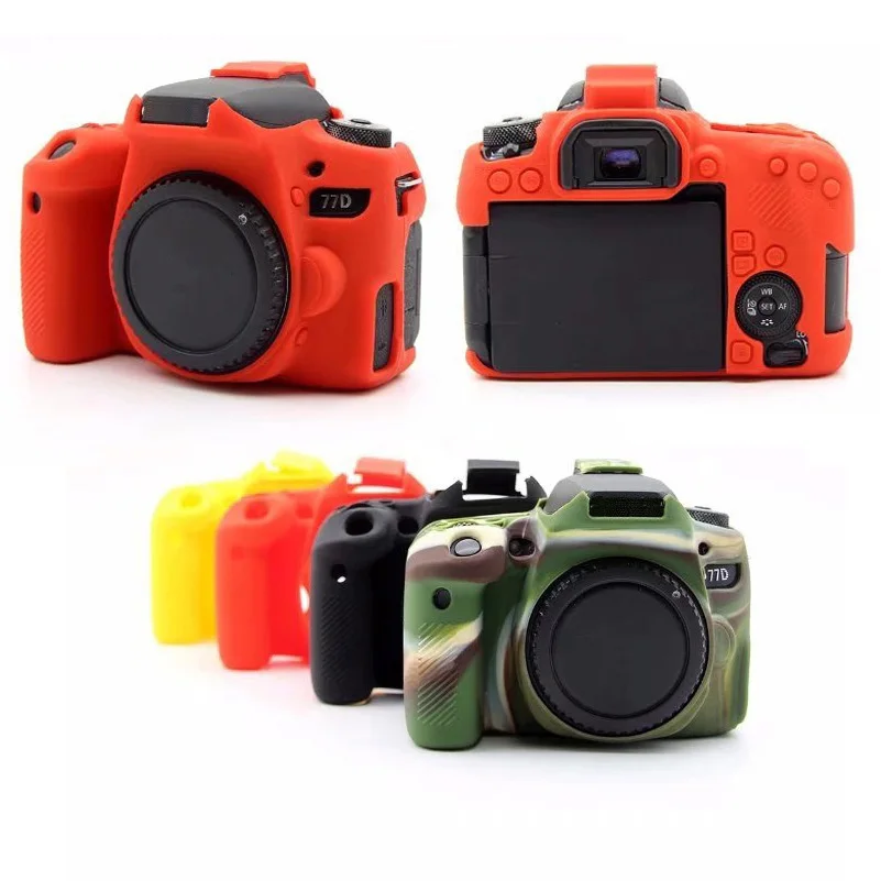 Soft Silicone DSLR Camera Bag Protective Body Cover For Canon EOS 77D Camera Rubber Cover Battery Openning-2
