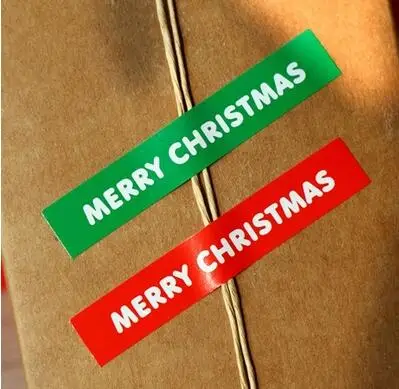 

200 pcs/lot 70x12mm green and red color MERRY CHRISTMAS self-adhesive paper label sticker, Item No.FE04