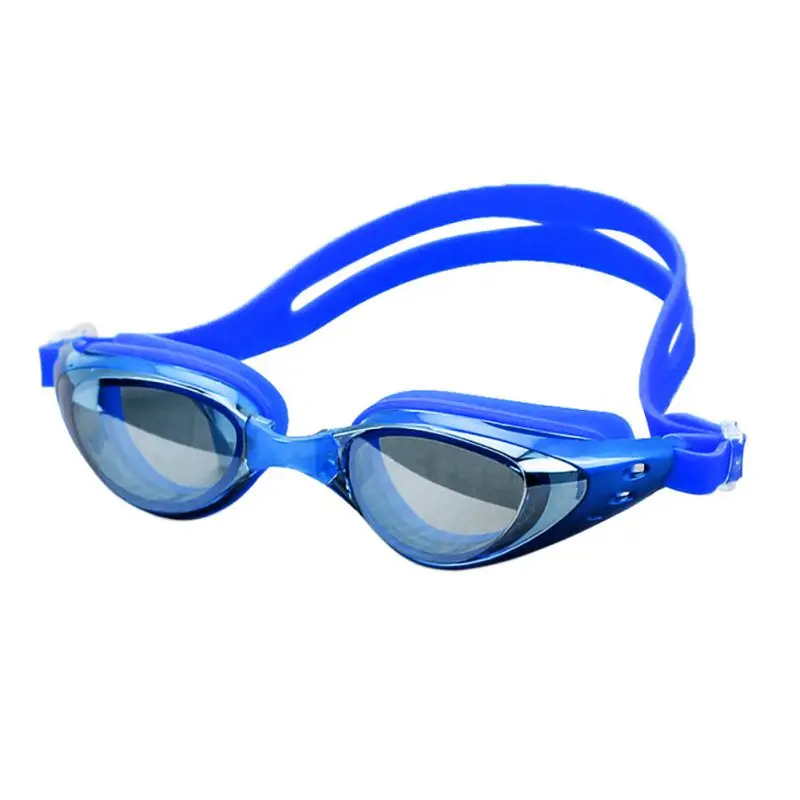 Противотуманные плавательные очки Регулируемая Защита от ультрафиолета детские очки для плавания для взрослых очки с коробкой - Цвет: Синий