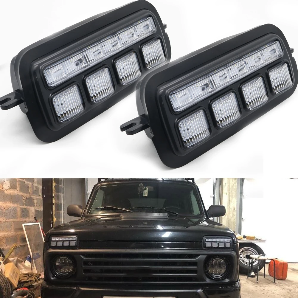 

2Pcs LED Daytime Running Lights for Lada Niva 4x4 1995 UP Running Turn Signal Car Styling Accessories Tuning Lamp With DRL