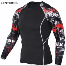 Длинным рукавом рубашка Для мужчин быстросохнущая сжатия рубашки Для мужчин s Бодибилдинг базы Слои тренажерный зал Фитнес колготки спортивные топы